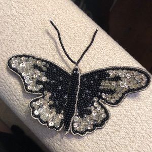 Vintage Rena Lange butterfly beaded brooch